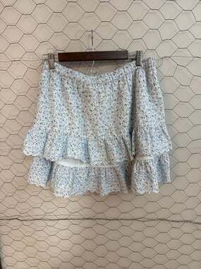 Lucky Brand, tiered ruffle, blue, floral